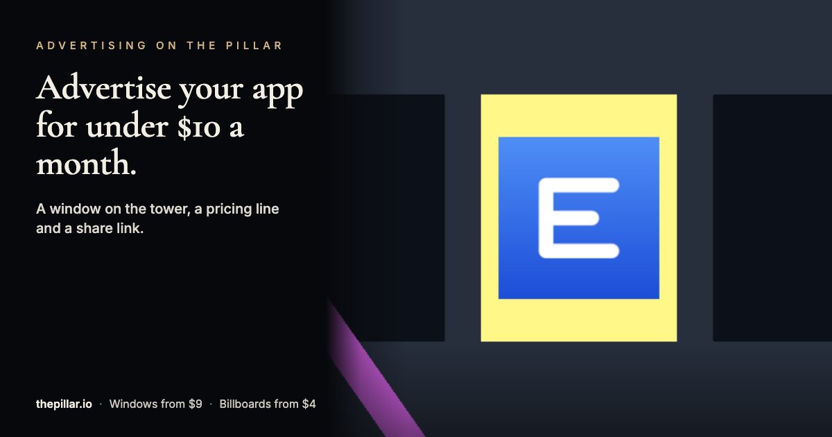 Where to Advertise a New App or Chrome Extension for Under $10 a Month: a window on The Pillar, a 3D city game