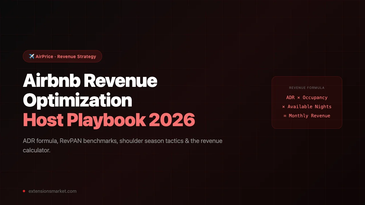 Airbnb revenue optimization dashboard showing ADR, occupancy, and monthly earnings