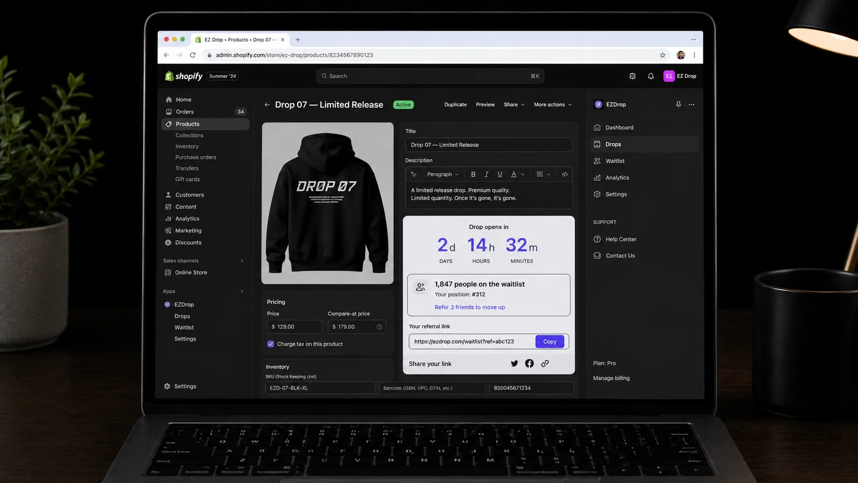 Best browser extensions for ecommerce sellers — EZDrop viral drop waitlist on Shopify
