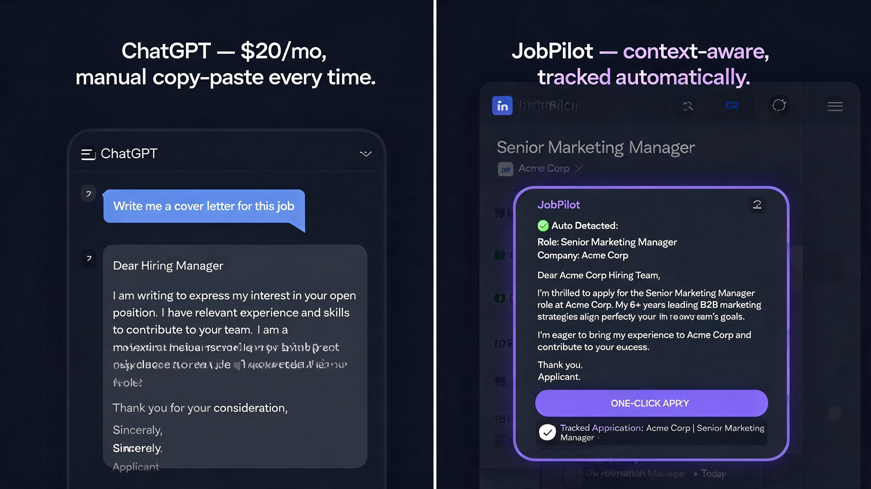 JobPilot vs ChatGPT for cover letters comparison