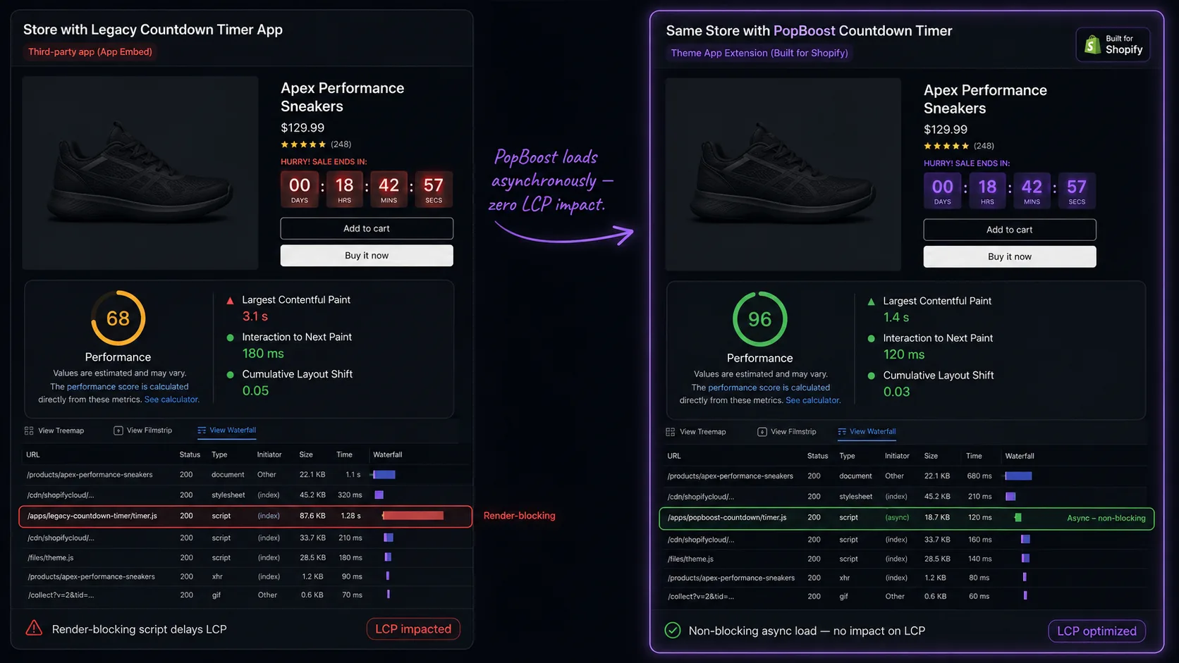 Does countdown timer slow Shopify store