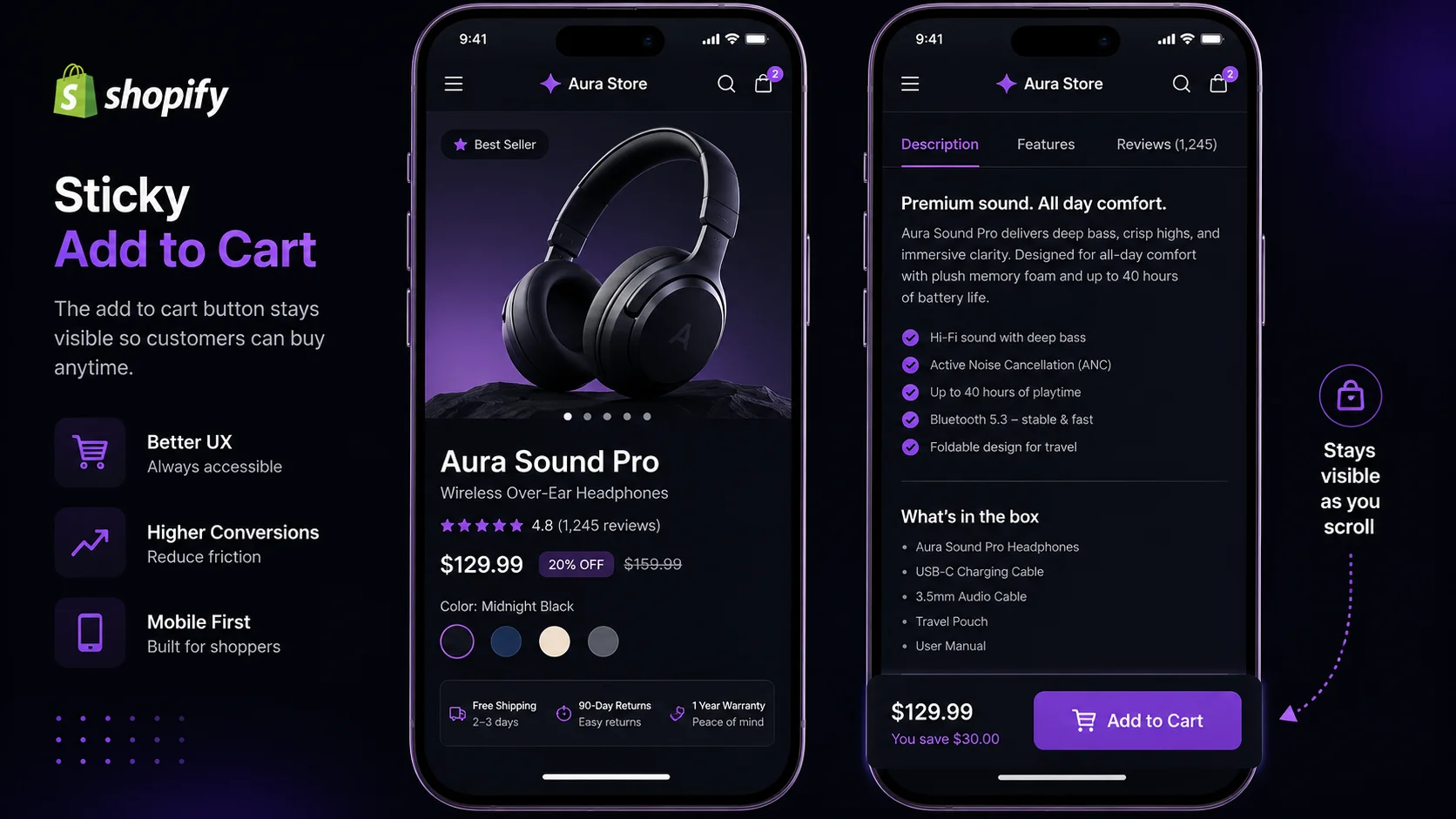 Shopify sticky add to cart bar — mobile conversion lift guide