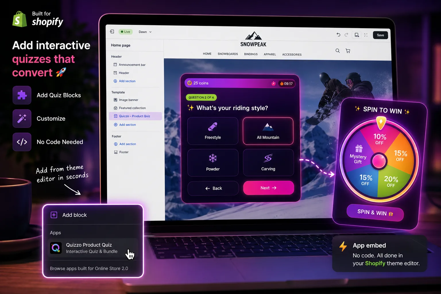 Product quiz on Shopify