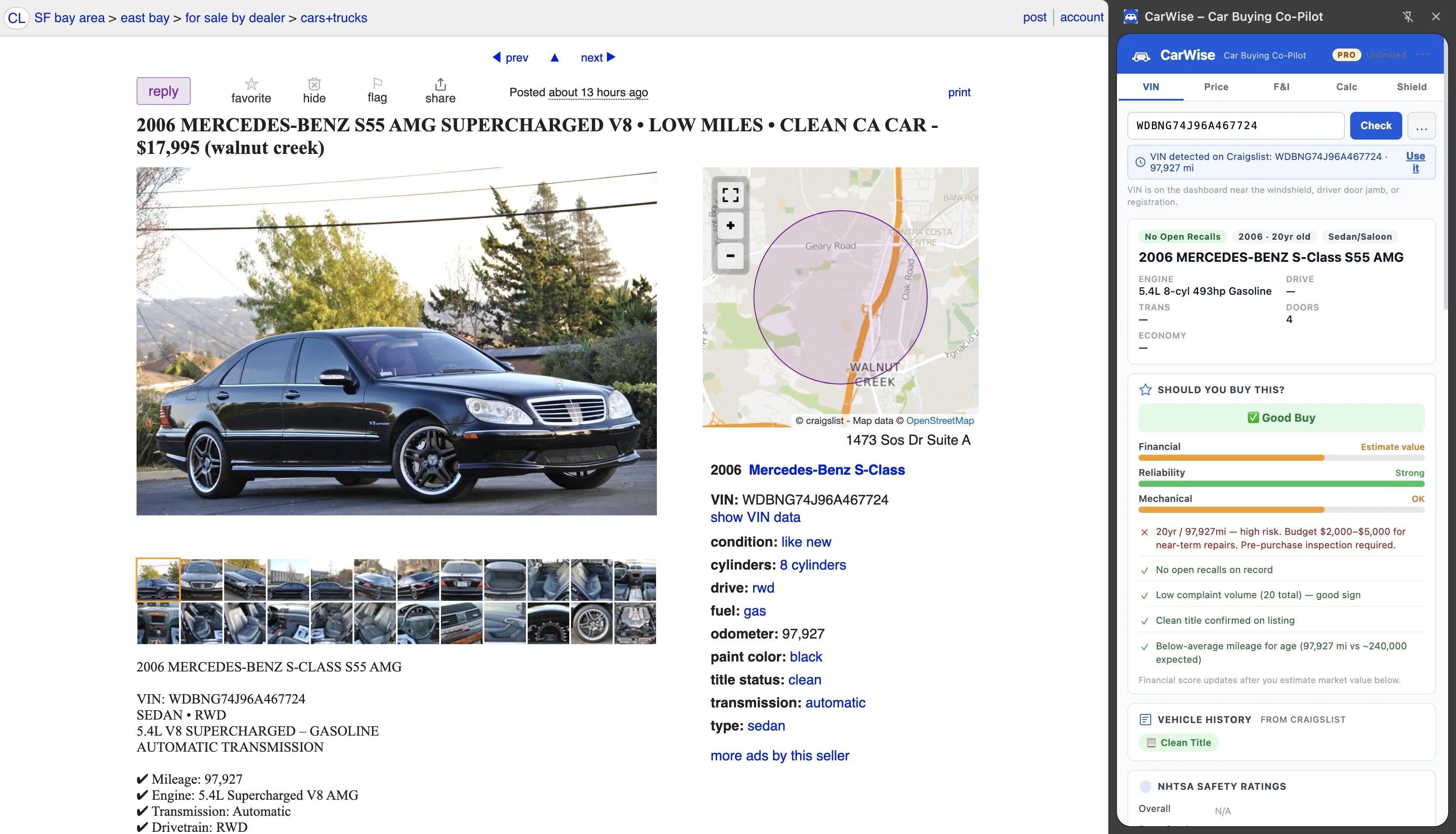 CarWise VIN decode on Craigslist