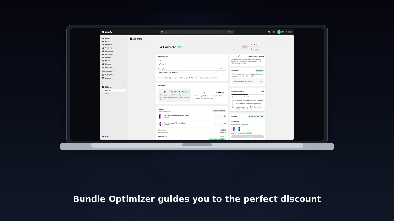 Edit fixed bundle in EZBundle Shopify app