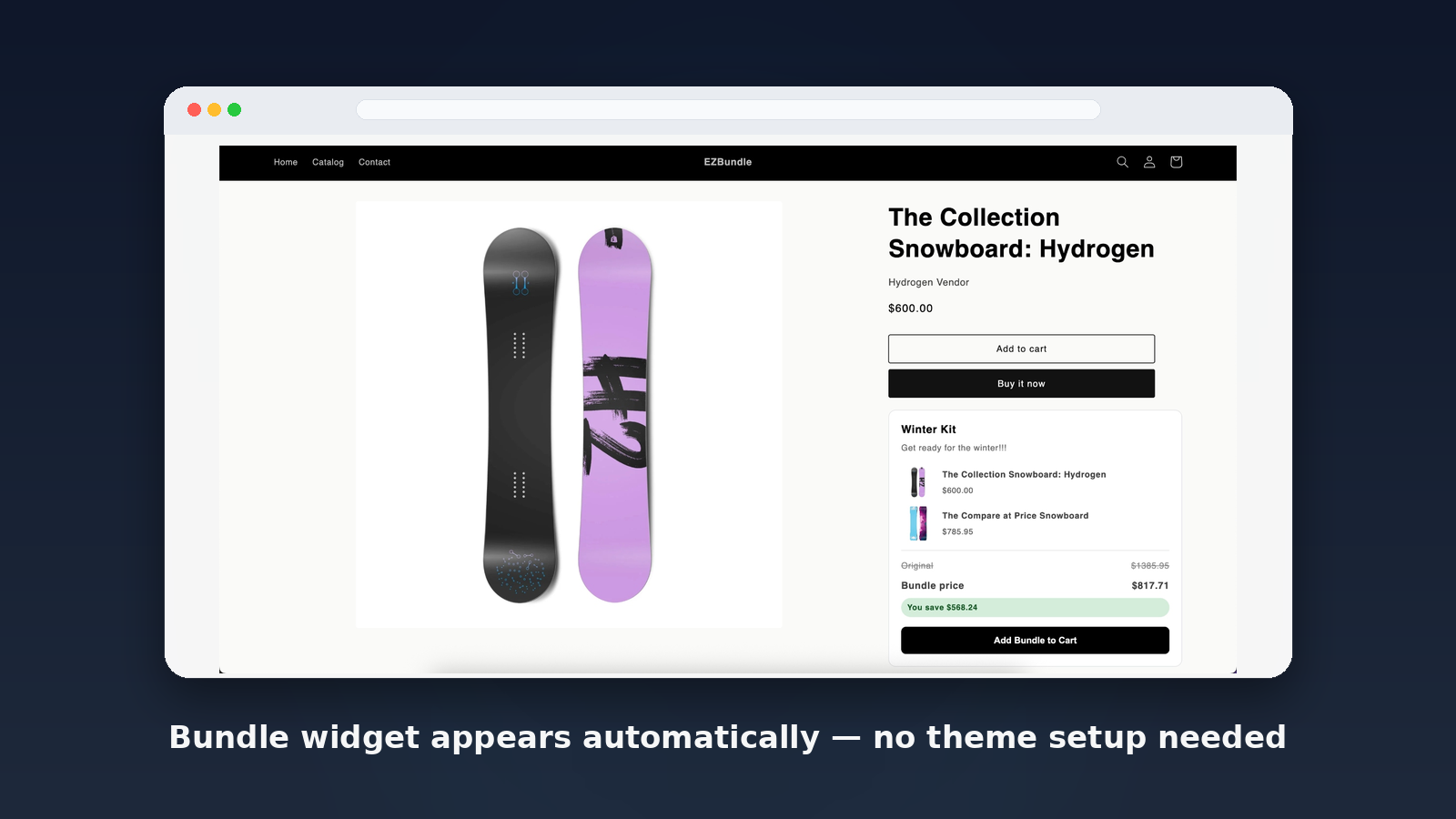 EZBundle fixed bundle widget on Shopify product page