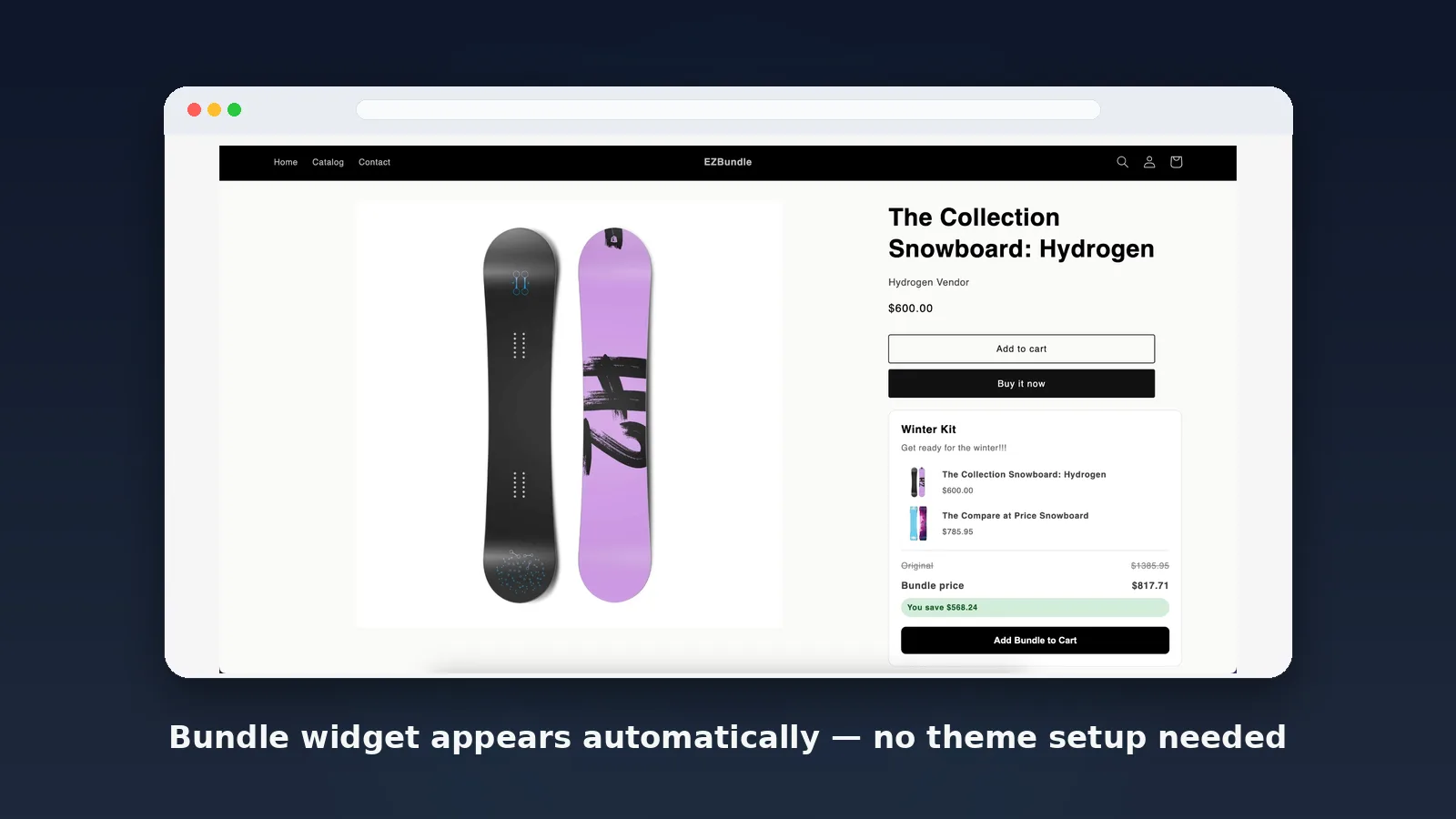 EZBundle fixed bundle widget on Shopify product page