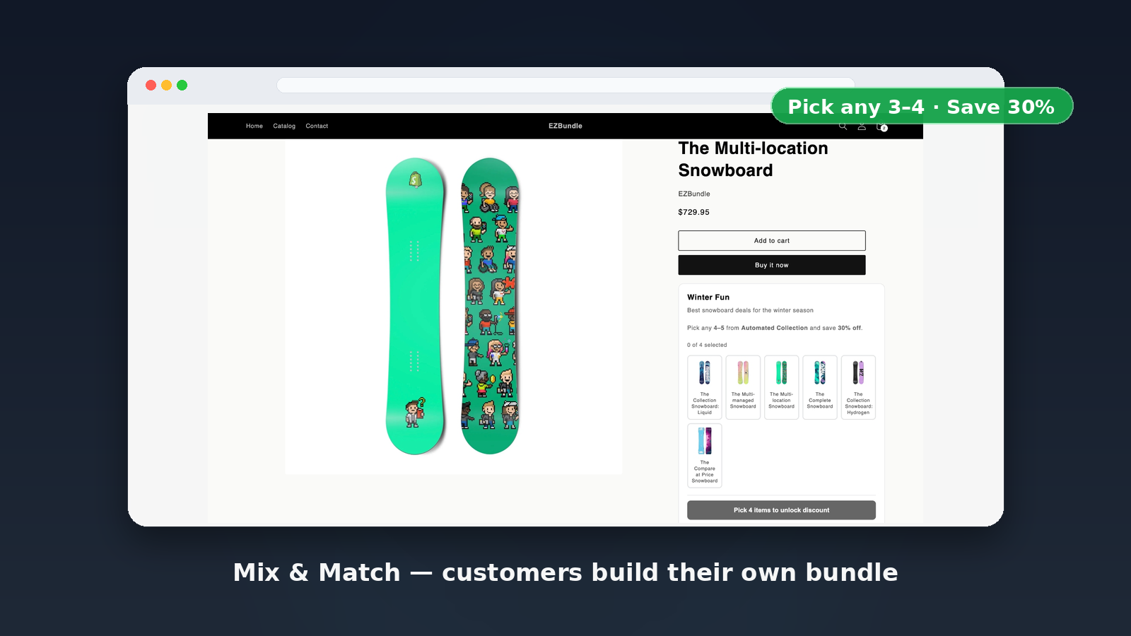 EZBundle mix and match bundle widget on Shopify product page