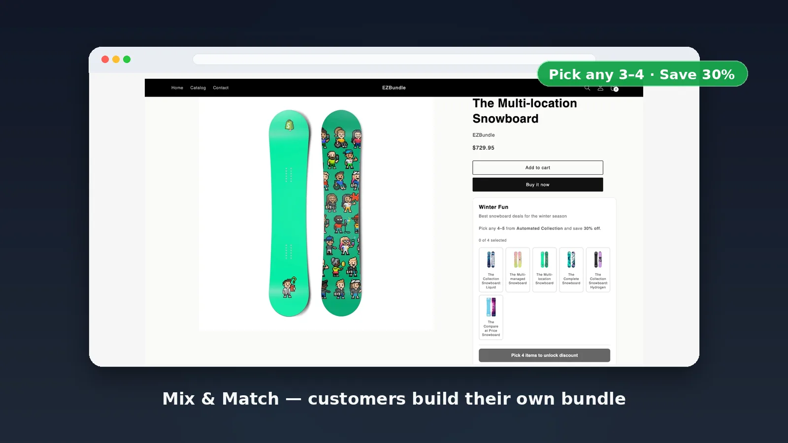 EZBundle mix and match bundle widget on Shopify product page